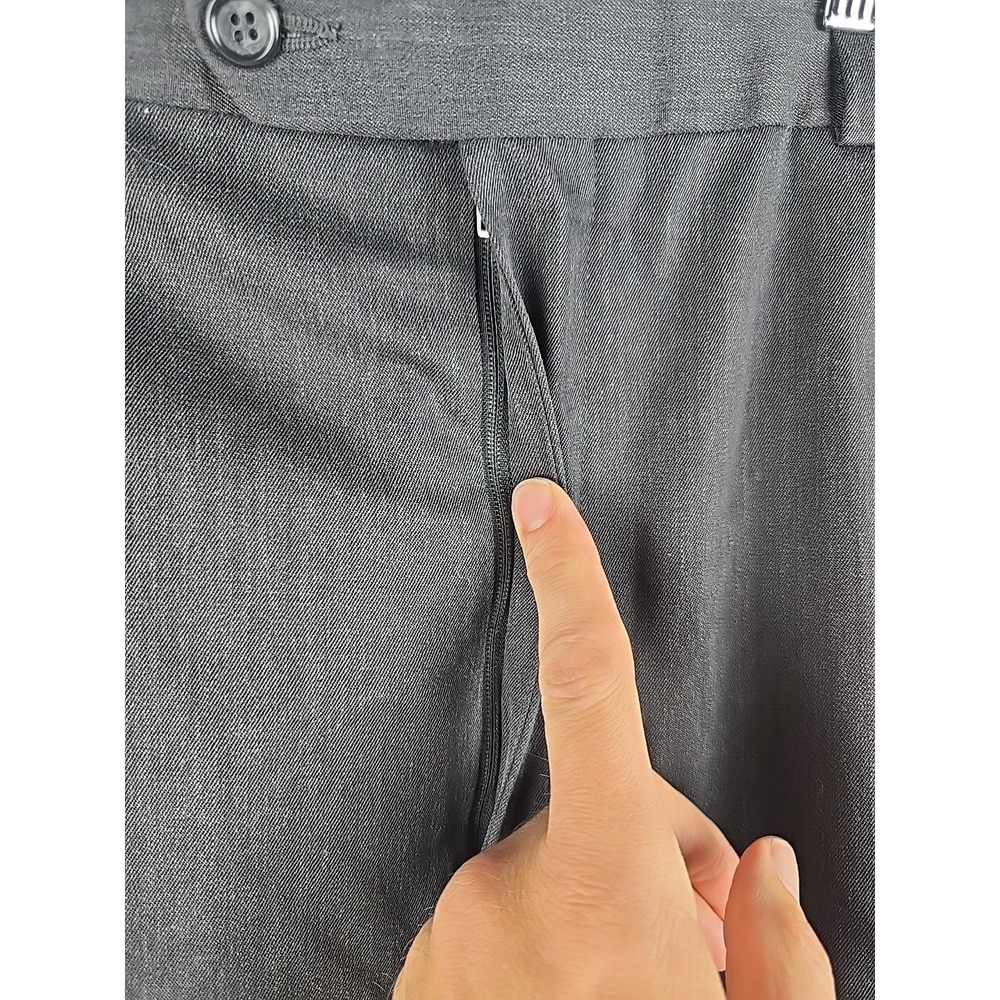 Brooks Brothers Dress Pants Mens 36x30 Dark Gray Wool Pleated Cuffed Canada - Picture 4 of 7